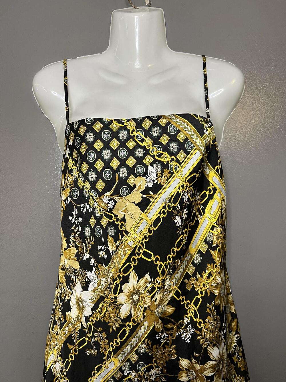Princess Polly Dress Womens 6 Black Floral Chain Square Neck Slip Mini Party